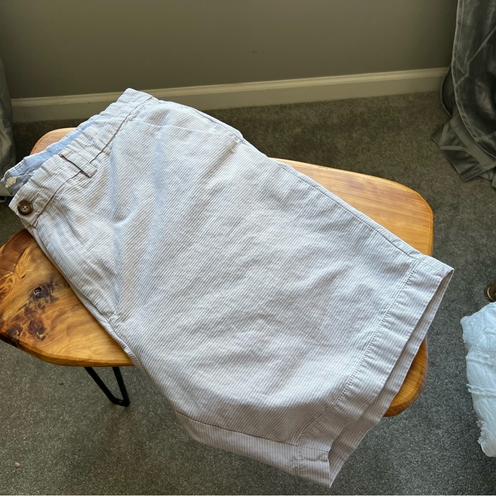 Tan Flat Front Shorts with Tailored Fit